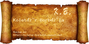 Koletár Borbála névjegykártya
