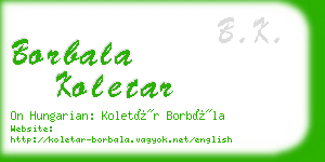 borbala koletar business card